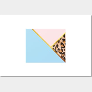 Abstract leopard print, color blocking blue Posters and Art